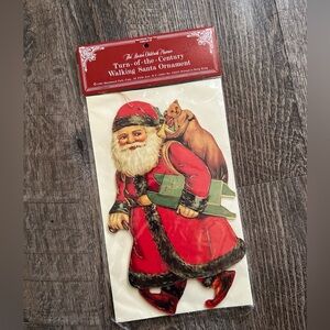 Vintage New Walking Santa Clause Ornament Printed In Hong Kong